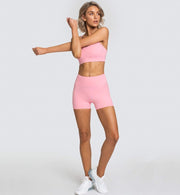 Knitted Sexy Sports Tank Top Shorts Yoga Wea