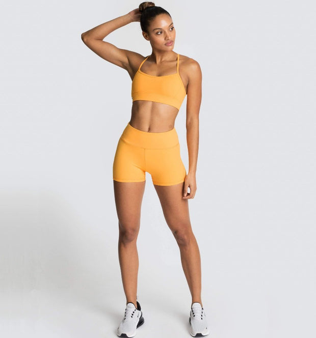 Knitted Sexy Sports Tank Top Shorts Yoga Wea