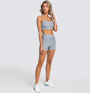 Knitted Sexy Sports Tank Top Shorts Yoga Wea